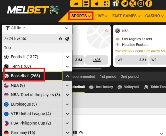 Melbet o'yin oldidan sport tanlovi